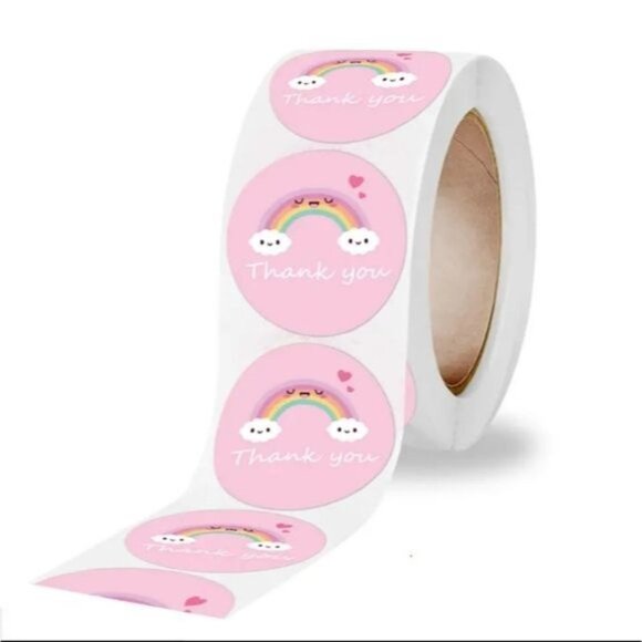 New 500 Pieces/roll Rainbow Thank-you Stickers Round Self-adhesive Stickers - Picture 4 of 4